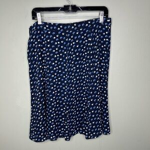 Women's blue and white polka dot A line skirt Talbots 10